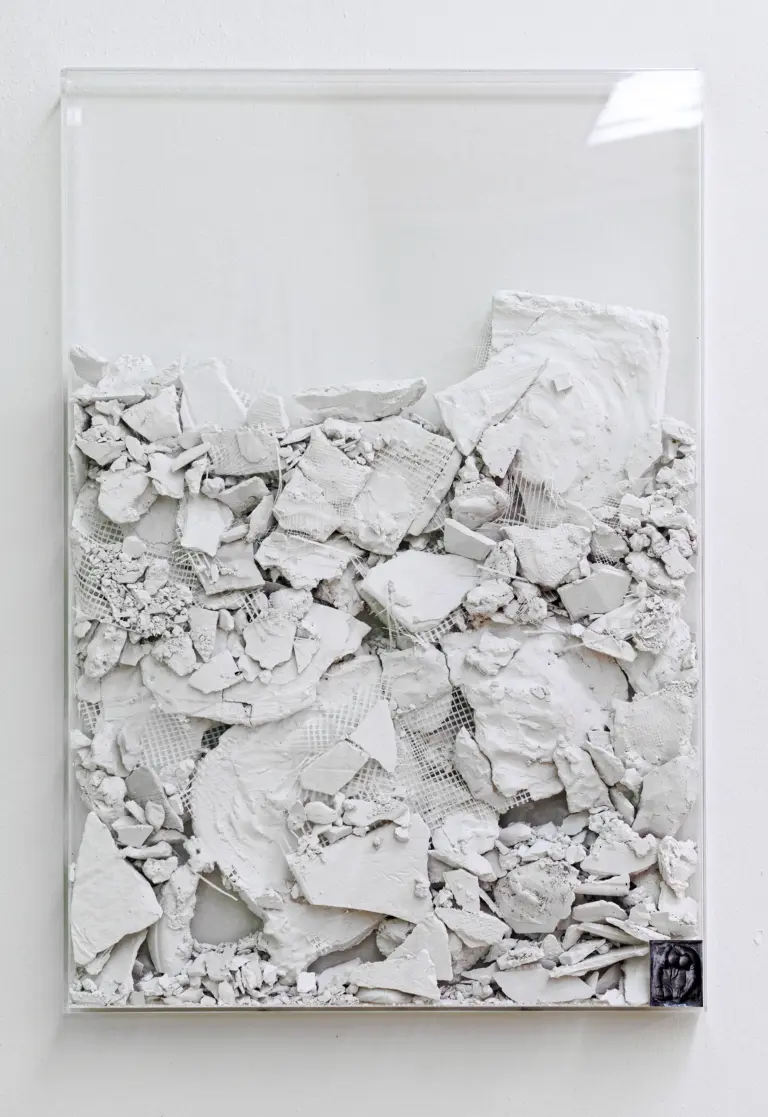 Jana Ehls, Was fehlt (VIII), 60 x 88 x 5 cm, Gips, Plexiglas, Fine Art Print, Wandobjekt, 2026 © Jana Ehls 2026